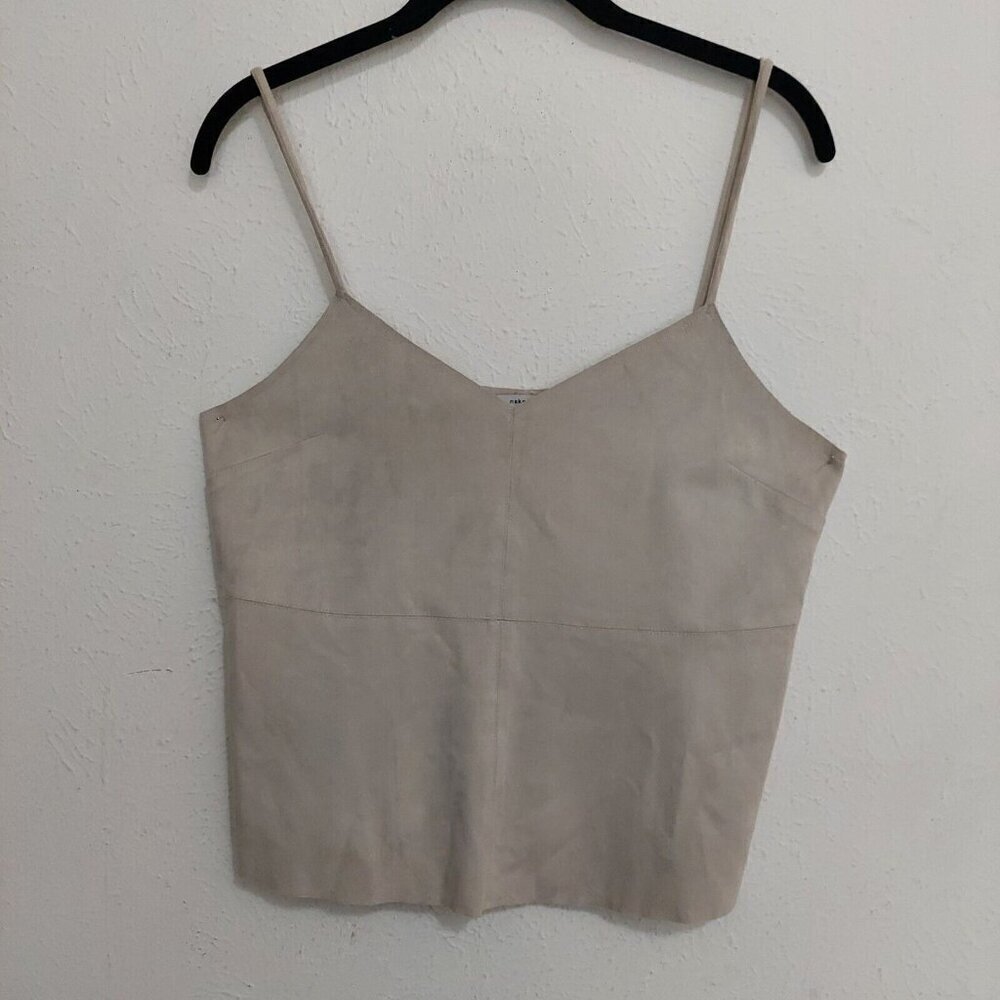 Naked Zebra Faux Suede Beige Camisole Tank Top Beige Soft Pencil Straps‎ Size S